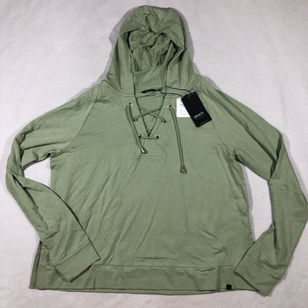 NEW Peach Womens XL Shafer Hoodie Top Bamboo UV P1481 Green NWT $89